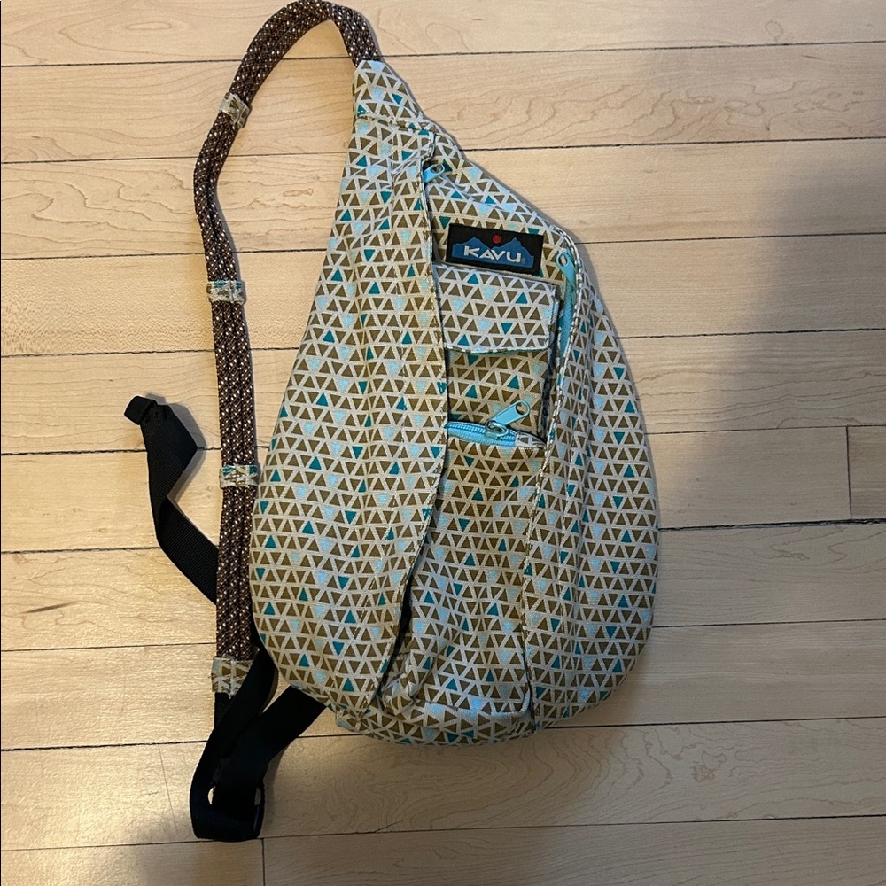 Kavu Geometric Sling Bag - Brown and Blue